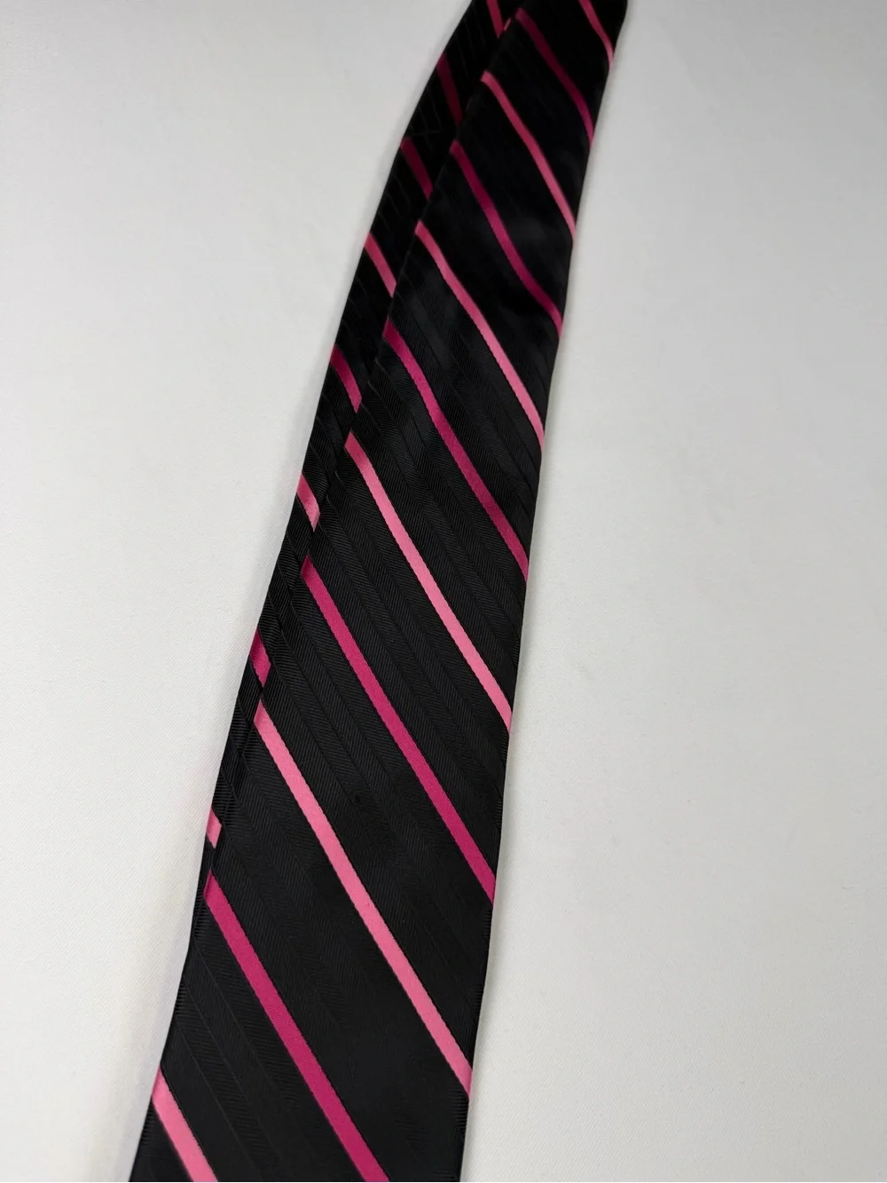Breast Cancer Awareness Tie - Black with Pink Ribbon Stripe  Classic and Stylish